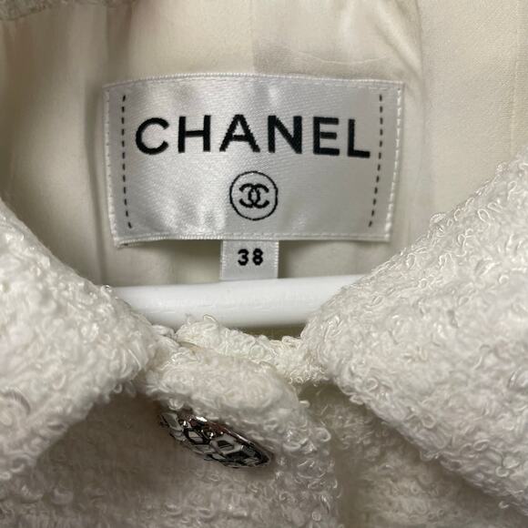 Chanel Spring 2020 White Tweed Short Sleeve Collared Mini Shirt Dress 38 / US 6 - Picture 5 of 11